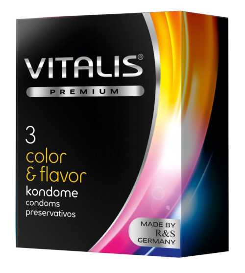 Цветные ароматизированные презервативы VITALIS PREMIUM color flavor - 3 шт. - 0