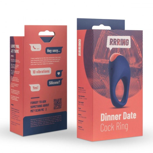 Синее эрекционное кольцо RRRING Dinner Date Cock Ring - 4