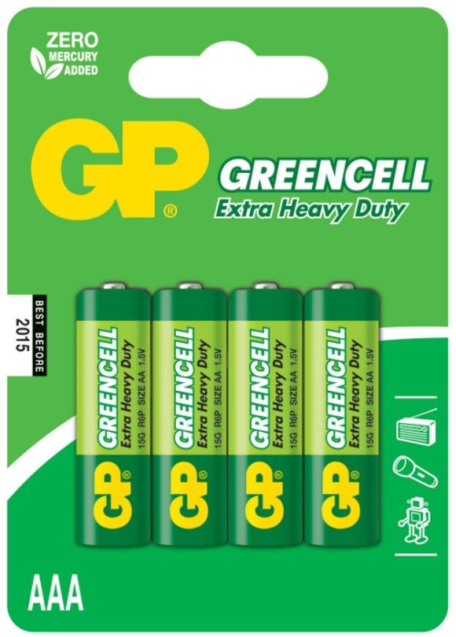 Батарейки солевые GP GreenCell AAA/R03G - 4 шт. - 0