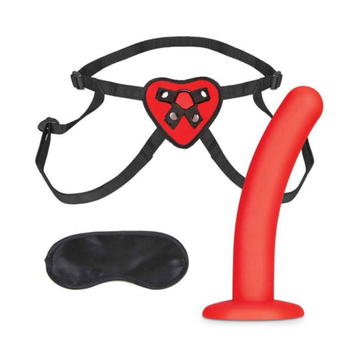 Красный поясной фаллоимитатор Red Heart Strap on Harness 5in Dildo Set - 12,25 см. - 0