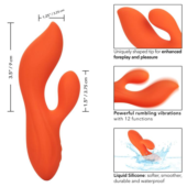 Оранжевый вибратор-кролик Liquid Silicone Dual Teaser - 2