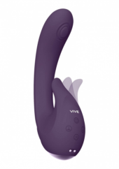 Фиолетовый вибромассажер Miki со стимулятором клитора - 17 см. - 0