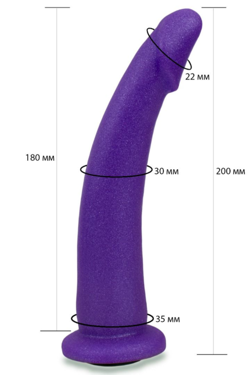 Фиолетовая гладкая изогнутая насадка-плаг - 20 см. - 1