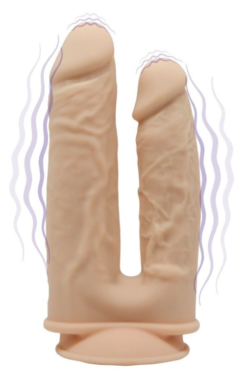 Телесный анально-вагинальный вибратор Model 1 - 19,5 см. - 0