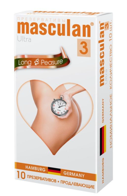 Презервативы Masculan Ultra 3 Long Pleasure с продлевающим эффектом - 10 шт. - 0