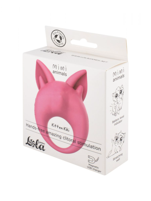 Розовое перезаряжаемое эрекционное кольцо Kitten Kiki - 1