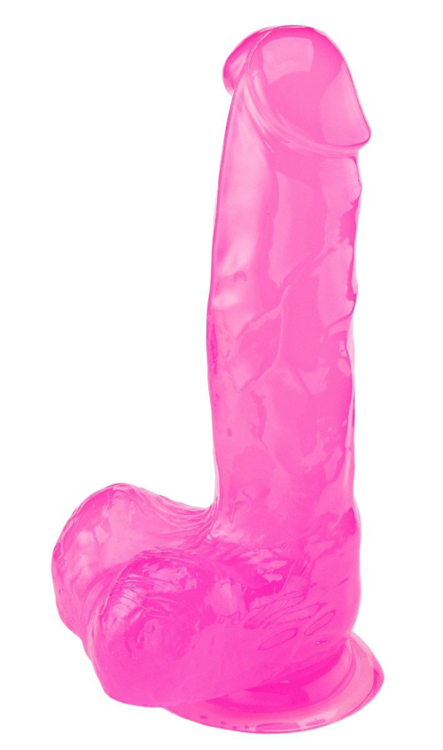 Розовый реалистичный фаллоимитатор - 18 см. - 0