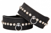 Черные наручники Diamond Studded Wrist Cuffs - 0