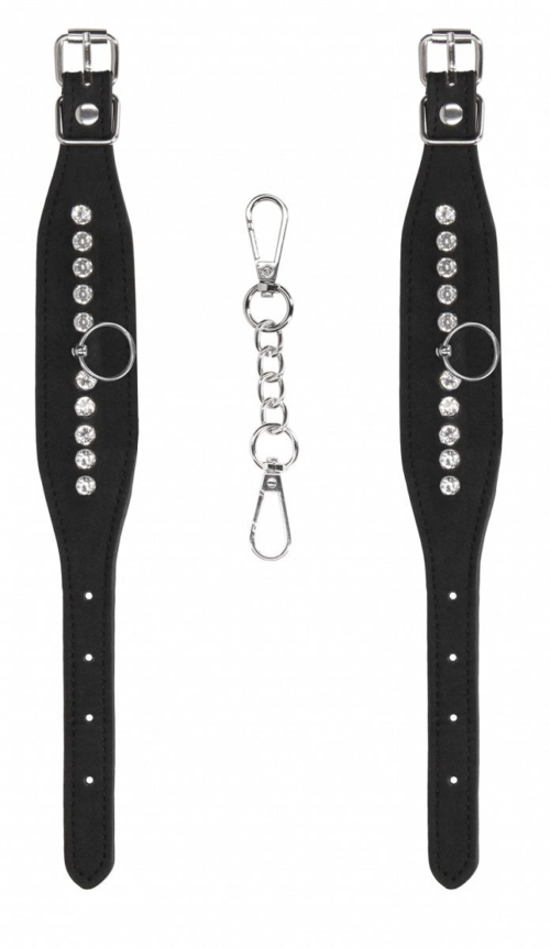 Черные наручники Diamond Studded Wrist Cuffs - 2