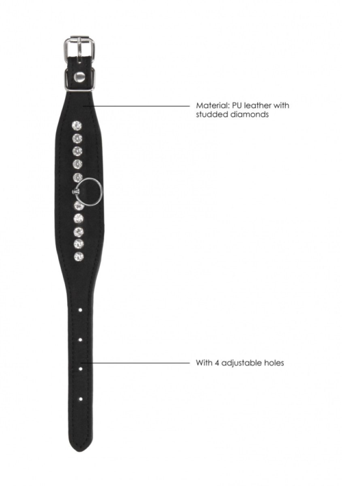 Черные наручники Diamond Studded Wrist Cuffs - 3