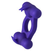 Фиолетовое эрекционное виброкольцо с двумя моторами Silicone Rechargeable Triple Orgasm Enhancer - 0