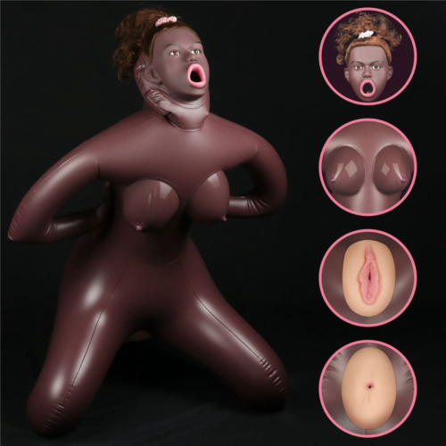 Темнокожая секс-кукла с реалистичными вставками Cowgirl Style Love Doll - 1