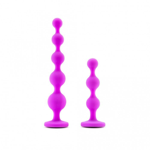 Набор из 2 лиловых анальных цепочек с кристаллами в основании - 3