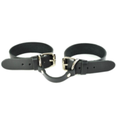 Черные кожаные наручники со съемной опушкой - 2