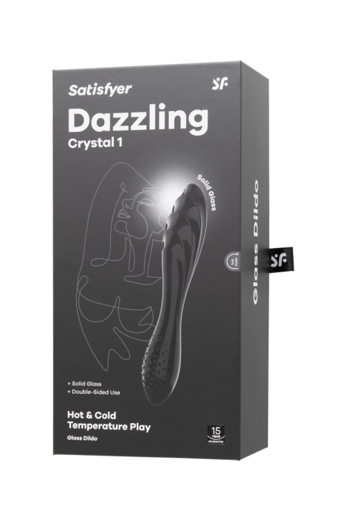 Черный двусторонний фаллоимитатор Dazzling Crystal 1 - 18,5 см. - 9