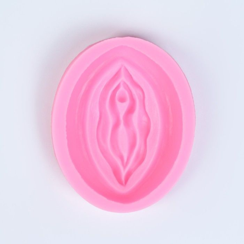Розовая силиконовая форма в виде вульвы - 0