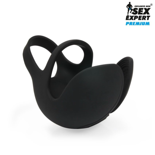 Черная вибронасадка на пенис и мошонку Sex Expert - 4