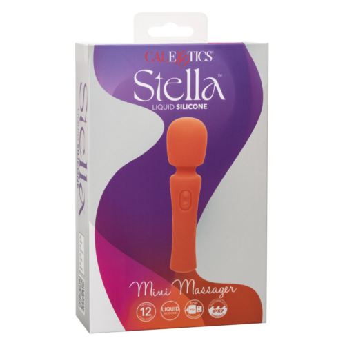 Оранжевый вибромассажер Stella Liquid Silicone Mini Massager - 14,5 см. - 2