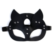 Оригинальная черная маска «Кошка» с ушками - 1