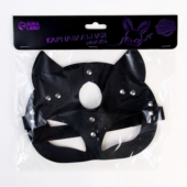 Оригинальная черная маска «Кошка» с ушками - 5