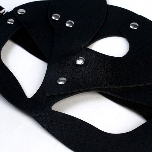 Оригинальная черная маска «Кошка» с ушками - 3