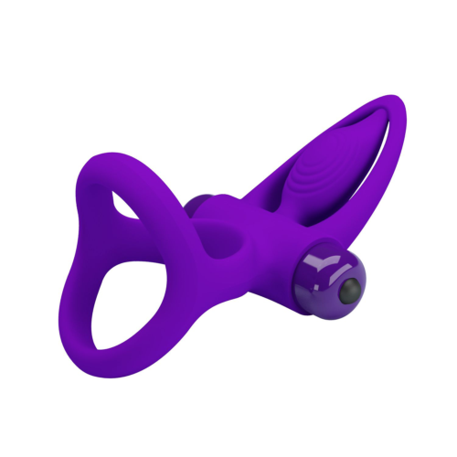 Фиолетовое эрекционное кольцо с 10 режимами вибрации и подхватом мошонки - 4