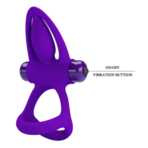 Фиолетовое эрекционное кольцо с 10 режимами вибрации и подхватом мошонки - 6