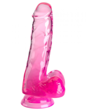 Розовый фаллоимитатор с мошонкой на присоске 6’’ Cock with Balls - 17,8 см. - 0