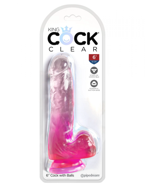 Розовый фаллоимитатор с мошонкой на присоске 6’’ Cock with Balls - 17,8 см. - 1