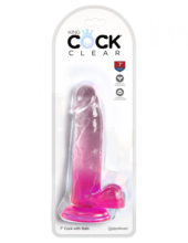 Розовый фаллоимитатор с мошонкой на присоске 7’’ Cock with Balls - 20,3 см. - 1