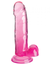 Розовый фаллоимитатор с мошонкой на присоске 7’’ Cock with Balls - 20,3 см. - 0
