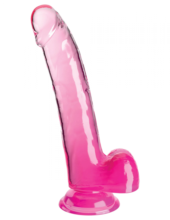 Розовый фаллоимитатор с мошонкой на присоске 9’’ Cock with Balls - 24,8 см. - 0
