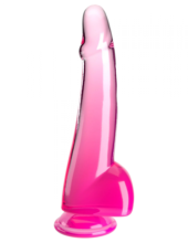 Розовый фаллоимитатор с мошонкой на присоске 10’’ Cock with Balls - 27,9 см. - 0