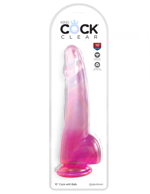 Розовый фаллоимитатор с мошонкой на присоске 10’’ Cock with Balls - 27,9 см. - 1
