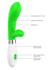 Зеленый вибратор-кролик Achilles - 21 см. - 3