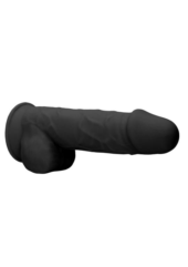 Черный фаллоимитатор Realistic Cock With Scrotum - 21,5 см. - 6