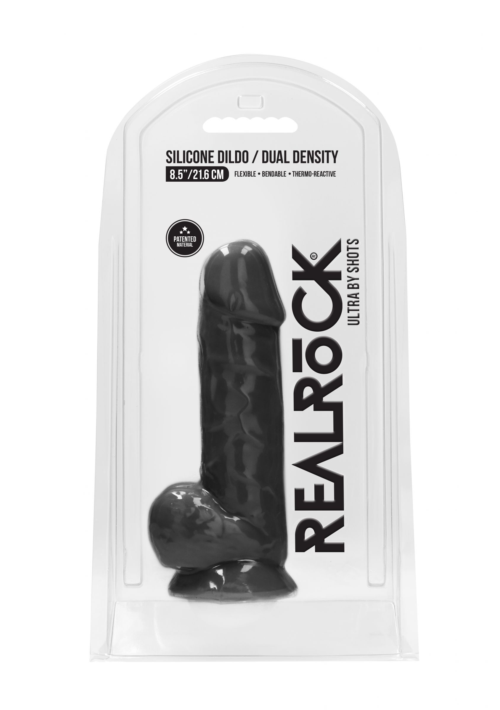 Черный фаллоимитатор Realistic Cock With Scrotum - 21,5 см. - 1