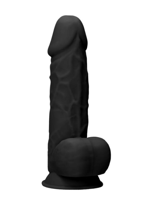 Черный фаллоимитатор Realistic Cock With Scrotum - 21,5 см. - 2