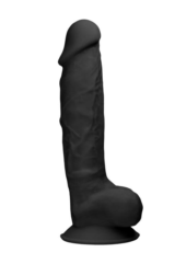 Черный фаллоимитатор Realistic Cock With Scrotum - 22,8 см. - 5