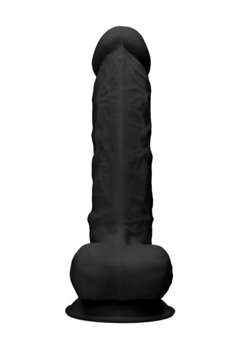 Черный фаллоимитатор Realistic Cock With Scrotum - 22,8 см. - 3