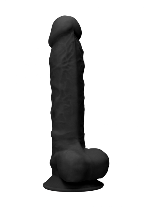 Черный фаллоимитатор Realistic Cock With Scrotum - 22,8 см. - 0