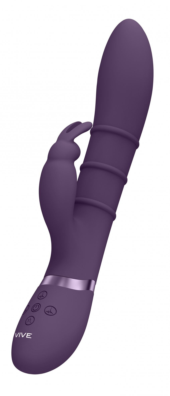 Фиолетовый вибромассажер-кролик с 3 стимулирующими кольцами Sora - 24,2 см. - 0