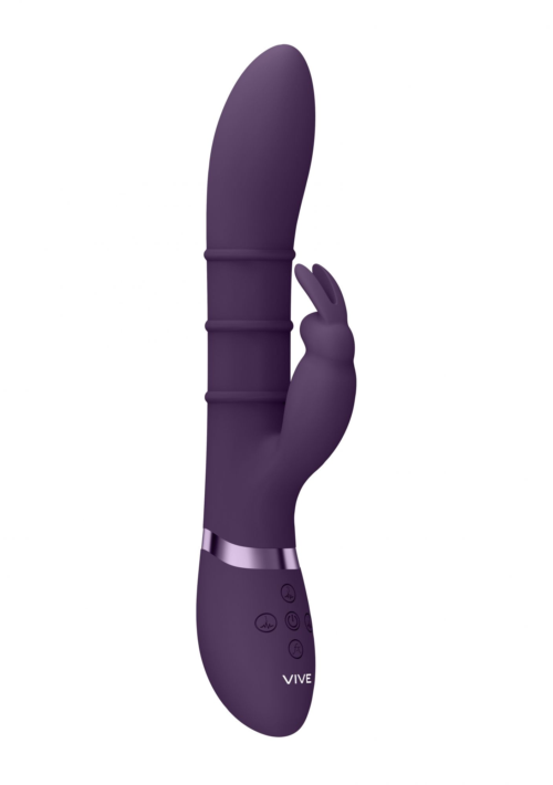Фиолетовый вибромассажер-кролик с 3 стимулирующими кольцами Sora - 24,2 см. - 4