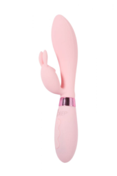 Нежно-розовый вибратор-кролик с независимыми моторчиками Indeep Theona - 21,5 см. - 0