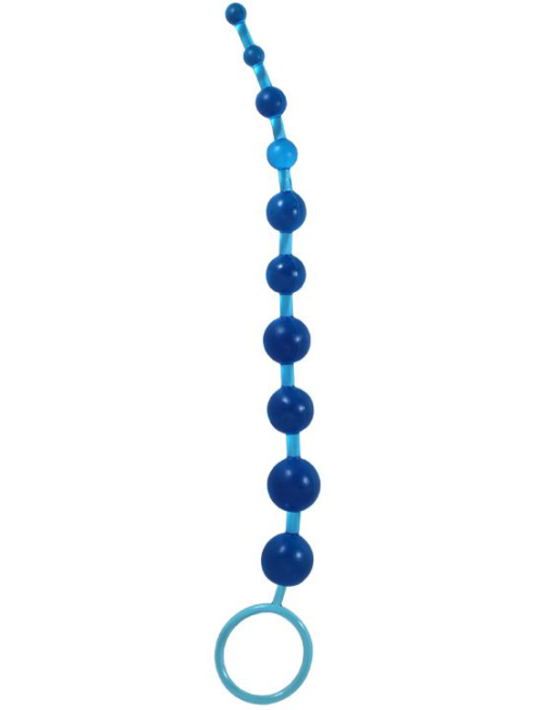 Голубая анальная цепочка Beads of Pleasure - 30 см. - 1