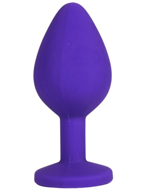 Фиолетовая анальная пробка с радужным кристаллом - 8 см. - 2