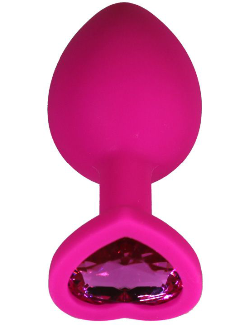 Розовая анальная пробка с кристаллом-сердечком - 8 см. - 4