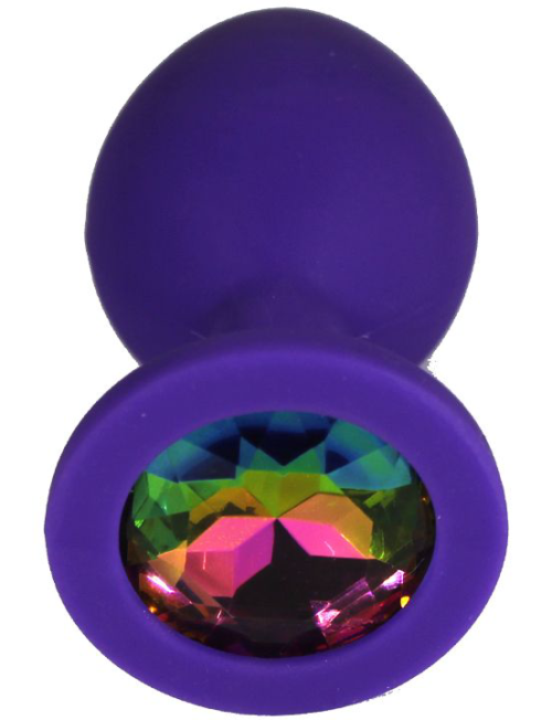 Фиолетовая анальная пробка с радужным кристаллом - 7 см. - 3