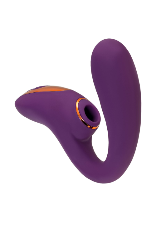 Фиолетовый вибромассажер с клиторальной стимуляцией Megam - 5