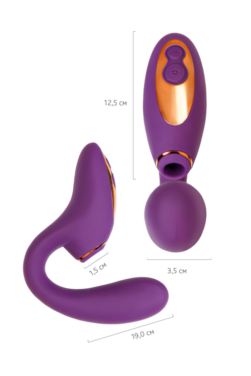Фиолетовый вибромассажер с клиторальной стимуляцией Megam - 6